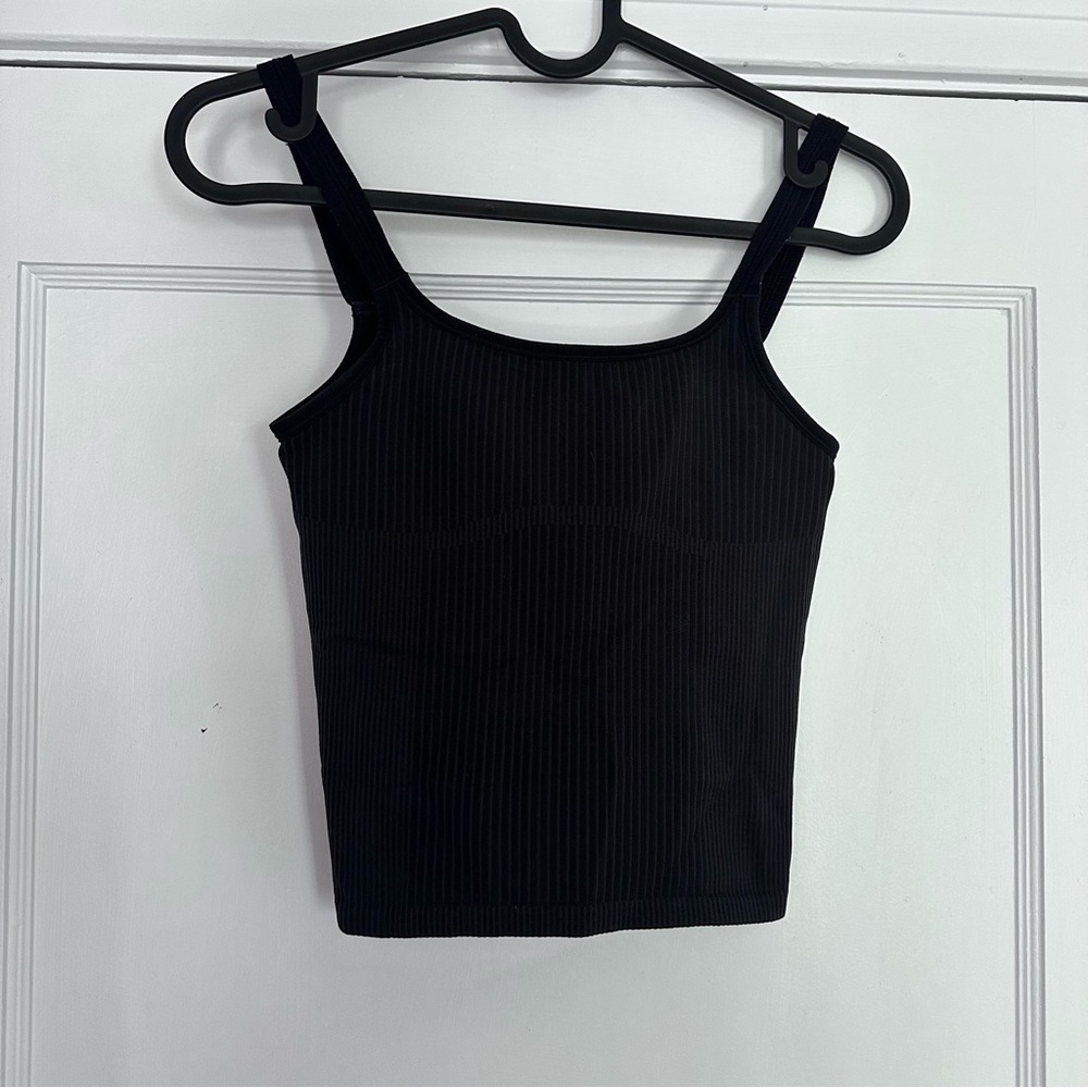 BLACK Lululemon — Ebb to Street Scoop-Neck Cropped Tank Top